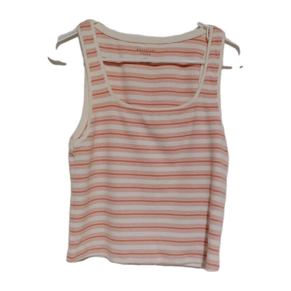American Eagle Striped Cotton Tank Top Size L